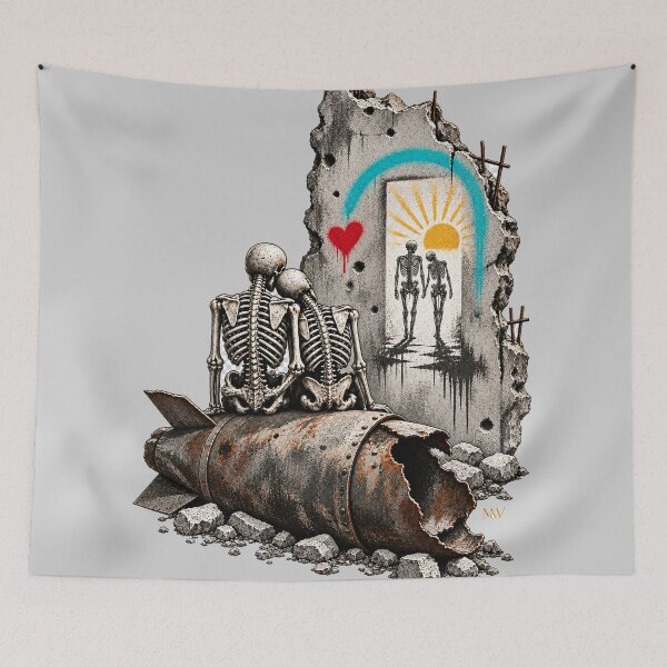 Item preview, Skeleton Couple Watching a New Dawn designed and sold by Qenlo.