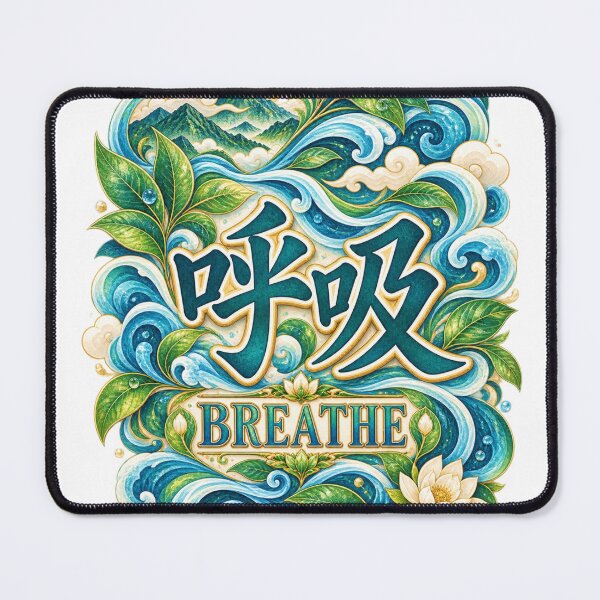 Item preview, Breathe Kanji Japanese Wave Art – 呼吸 Mindfulness Design | Earth Tone Edition designed and sold by  Miyabi Tonaegoto Art.