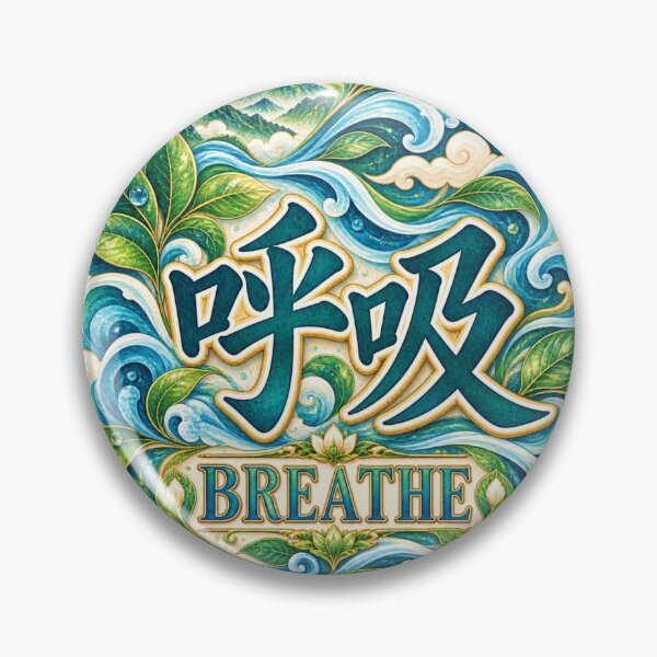 Item preview, Breathe Kanji Japanese Wave Art – 呼吸 Mindfulness Design | Earth Tone Edition designed and sold by  Miyabi Tonaegoto Art.
