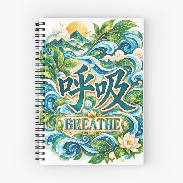 Item preview, Breathe Kanji Japanese Wave Art – 呼吸 Mindfulness Design | Earth Tone Edition designed and sold by  Miyabi Tonaegoto Art.