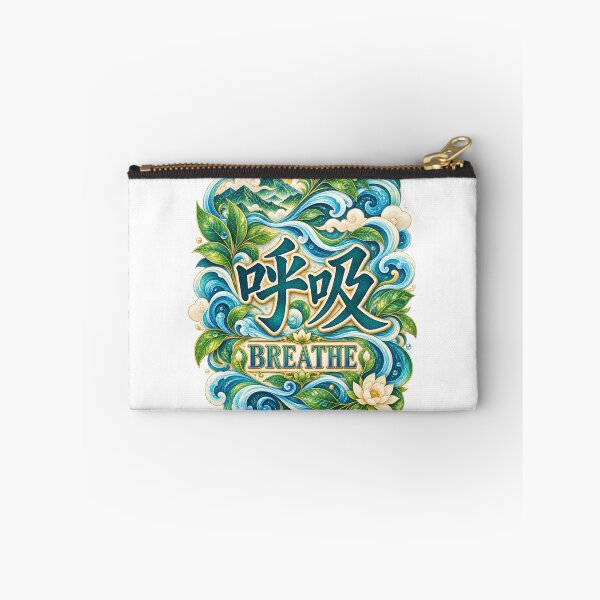 Item preview, Breathe Kanji Japanese Wave Art – 呼吸 Mindfulness Design | Earth Tone Edition designed and sold by  Miyabi Tonaegoto Art.
