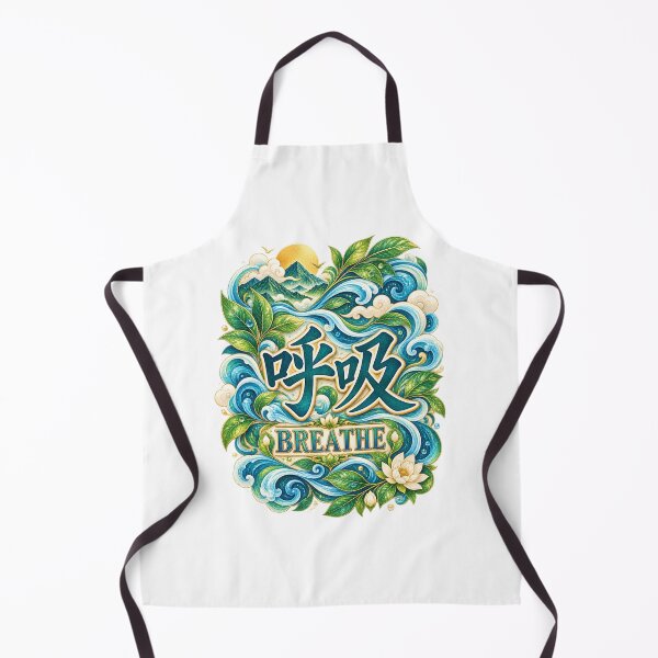 Item preview, Breathe Kanji Japanese Wave Art – 呼吸 Mindfulness Design | Earth Tone Edition designed and sold by Miyabi Tonaegoto Art.