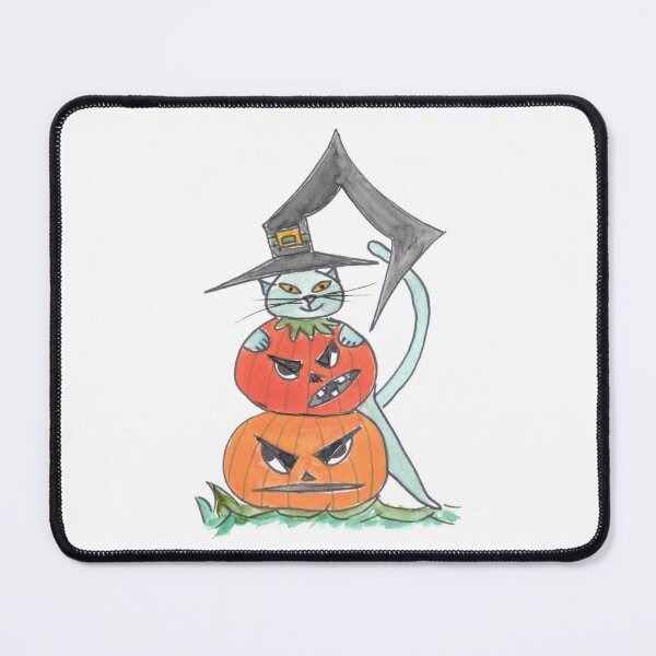 Item preview, blue Cat with 2 Pumpkins, blaue Katze mit 2 Kürbissen designed and sold by Anke‘s Bazaar.