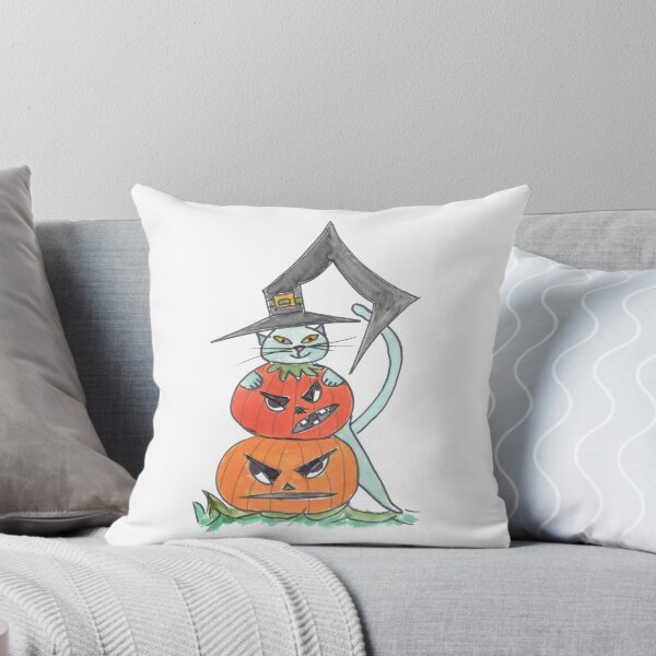 Item preview, blue Cat with 2 Pumpkins, blaue Katze mit 2 Kürbissen designed and sold by Anke‘s Bazaar.