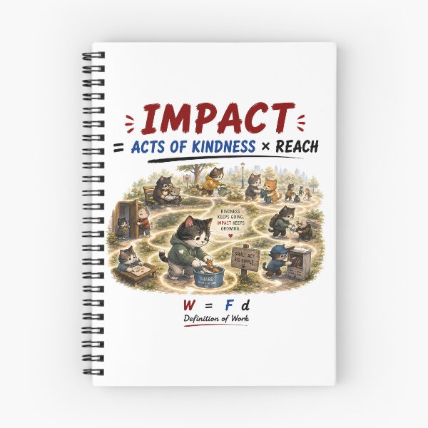 Item preview, THE EQUATION OF IMPACT | Funny Kindness Cat Physics Pun designed and sold by ianm1028.