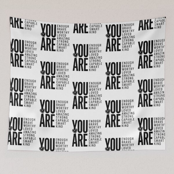 Item preview, You Are Enough Brave Worthy Loved Positive Daily Affirmation Typography designed and sold by raedattia.