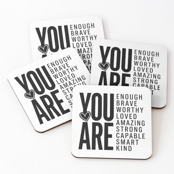 Item preview, You Are Enough Brave Worthy Loved Positive Daily Affirmation Typography designed and sold by raedattia.