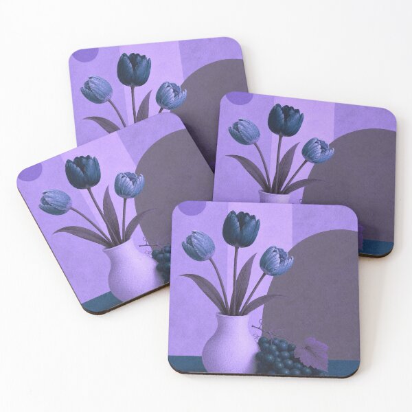Item preview, Midnight Tulips and Grapes – Purple Moody Botanical Still Life designed and sold by joycrysstudio.