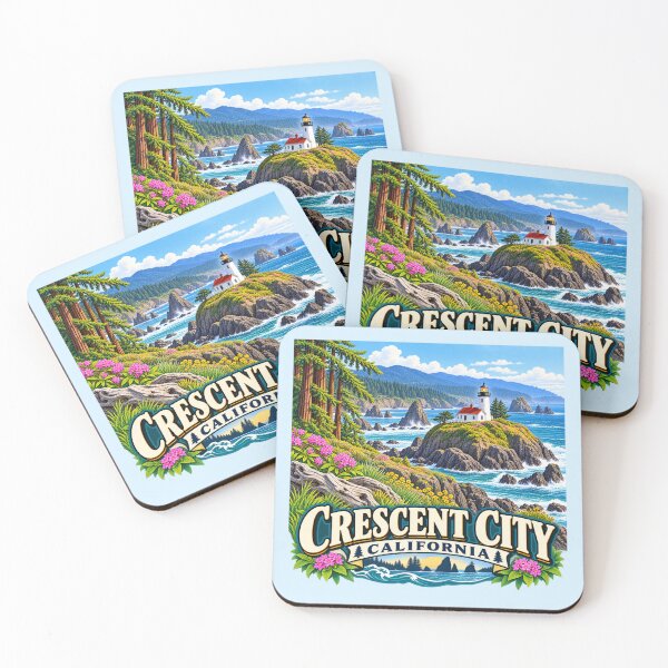 Item preview, Crescent City, California - Redwood Coast & Lighthouse designed and sold by Myra365Art.