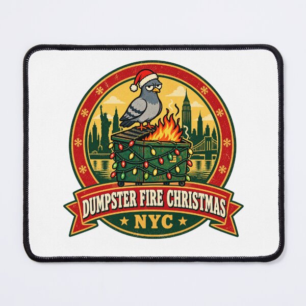 Item preview, Dumpster Fire Christmas NYC Shirt – Funny Pigeon Santa Hat Retro Design designed and sold by Globalcitytees.