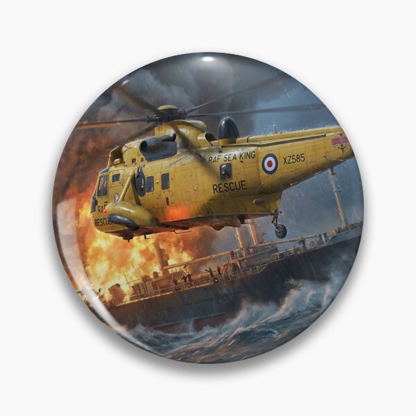 Item preview, RAF Sea King Rescue Burning Ship Illustration designed and sold by Airpower Art.