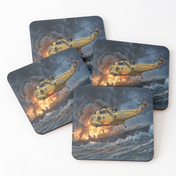 Item preview, RAF Sea King Rescue Burning Ship Illustration designed and sold by Airpower Art.