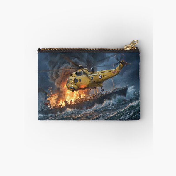 Item preview, RAF Sea King Rescue Burning Ship Illustration designed and sold by Airpower Art.