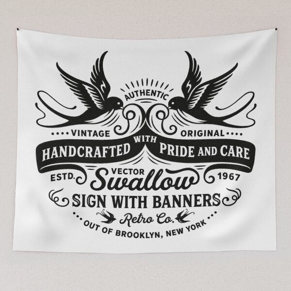 Item preview, Vintage Swallow Retro Ornamental Badge designed and sold by wisnubayuaji.