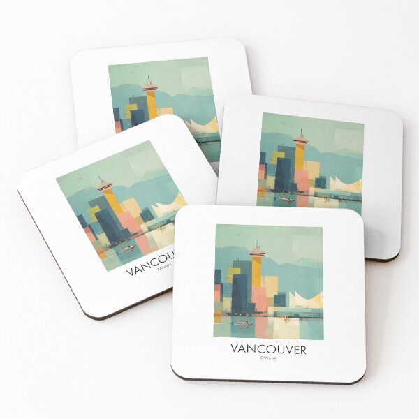 Item preview, Vancouver – Pastel City Skyline Travel Print, Canada designed and sold by MarkedArtPrints.