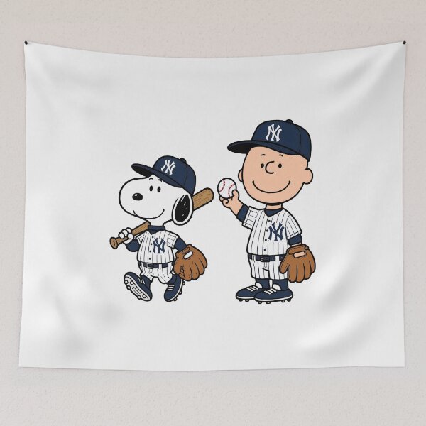 Aperçu de l'œuvre Snoopy et Charlie Brown, joueurs de baseball des Yankees créée et vendue par StreetArtDecal.