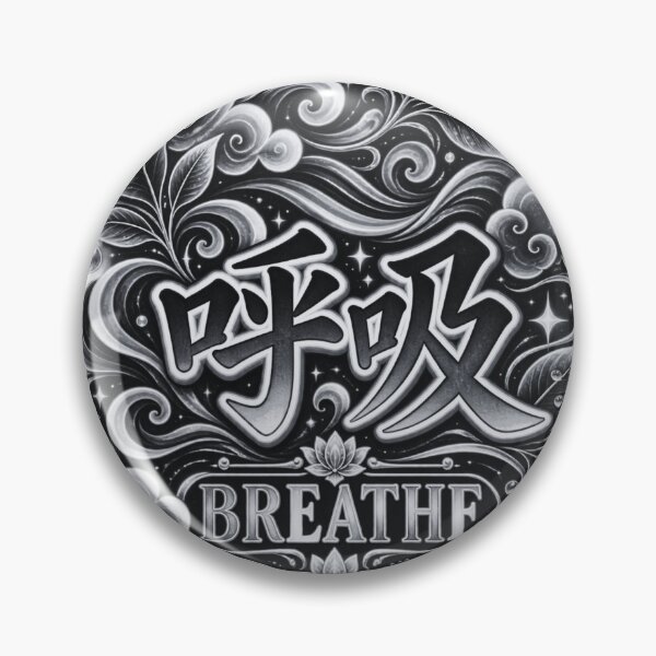 Item preview, Breathe Kanji Japanese Wave Art – 呼吸 Mindfulness Design | Noir Edition designed and sold by  Miyabi Tonaegoto Art.