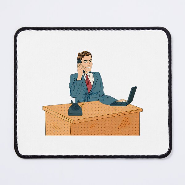 Item preview, Businessman Pop Art Banner. Working Man Speaking On The Phone At Office With Laptop designed and sold by PrintBro.