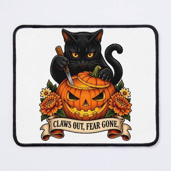 Item preview, Claws Out Fear Gone Black Cat Halloween Pumpkin designed and sold by Old's Cool Cat Studio.
