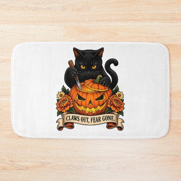 Item preview, Claws Out Fear Gone Black Cat Halloween Pumpkin designed and sold by Old's Cool Cat Studio.
