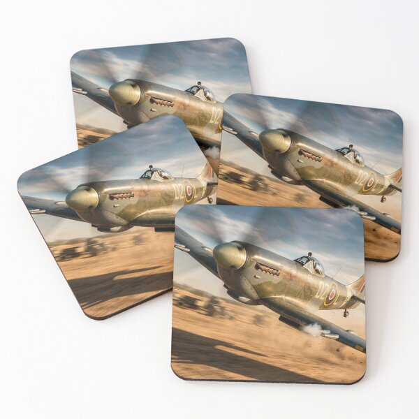 Item preview, Spitfire Desert Low Pass Attack Illustration designed and sold by Airpower Art.
