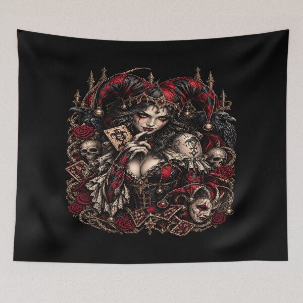 Item preview, Dark Gothic Evil Jester Queen designed and sold by TheInkRaven.