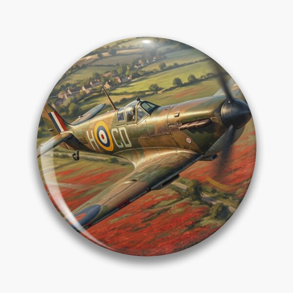 Item preview, Spitfire Poppy Field Village Illustration designed and sold by Airpower Art.