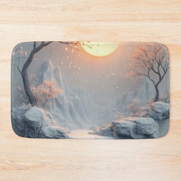 Item preview, Serene Waterfall Island with Glowing Sun — Ethereal 3D Landscape Art designed and sold by LYAN-STORE.