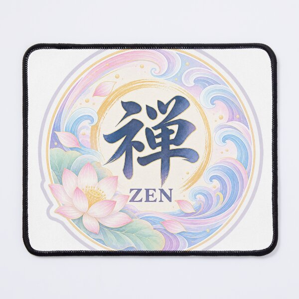 Item preview, Zen Kanji Japanese Lotus & Wave Art – 禅 Mindfulness Design | Pastel Edition designed and sold by Miyabi Tonaegoto Art.