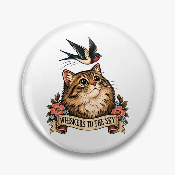 Item preview, Whiskers To The Sky Vintage Cat Swallow Tattoo designed and sold by Old's Cool Cat Studio.