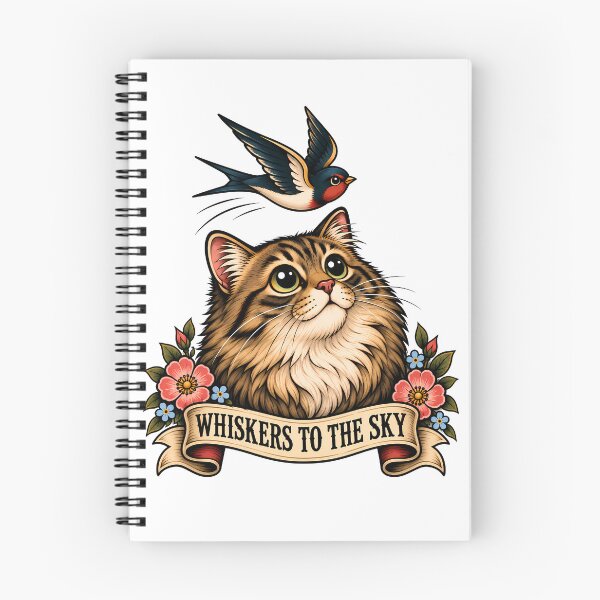 Item preview, Whiskers To The Sky Vintage Cat Swallow Tattoo designed and sold by Old's Cool Cat Studio.