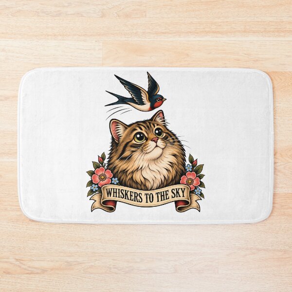 Item preview, Whiskers To The Sky Vintage Cat Swallow Tattoo designed and sold by Old's Cool Cat Studio.