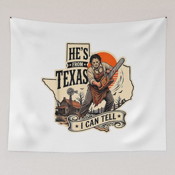 Item preview, He's from Texas I Can Tell Lone Star Scary Horror Halloween  designed and sold by cretegracieuk.