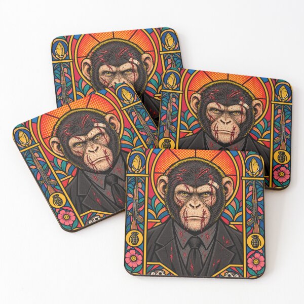 Item preview, Wick Monkey Stained Glass - Chimp Mafia Hitman Saint designed and sold by BRTHRCNK01.