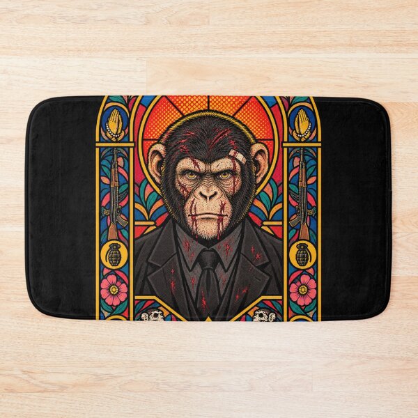Item preview, Wick Monkey Stained Glass - Chimp Mafia Hitman Saint designed and sold by BRTHRCNK01.