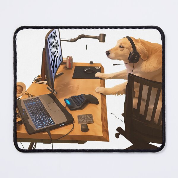 Item preview, Dog Wearing Headset At Computer Setup designed and sold by LITZYBRENDO.