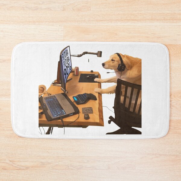 Item preview, Dog Wearing Headset At Computer Setup designed and sold by LITZYBRENDO.