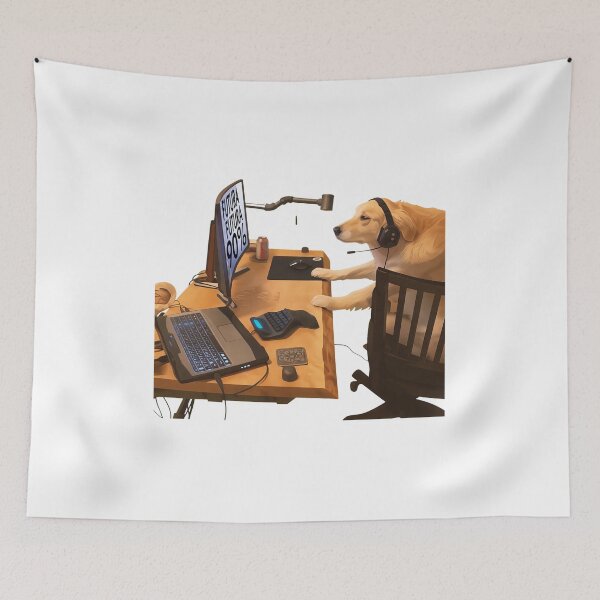 Item preview, Dog Wearing Headset At Computer Setup designed and sold by LITZYBRENDO.