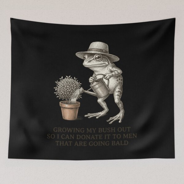 Item preview, Funny Frog Growing My Bush Out Sarcastic Meme Graphic Design designed and sold by RuthMenze.