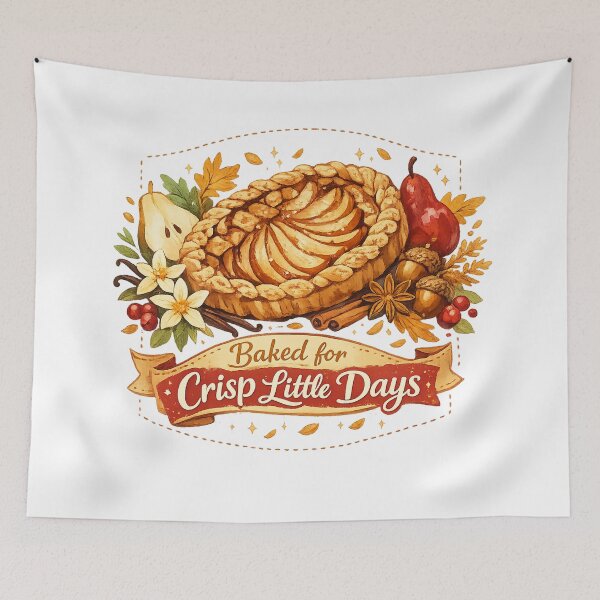 Item preview, Baked For Crisp Little Days Autumn Pie Art Design Print designed and sold by inkoutninja.