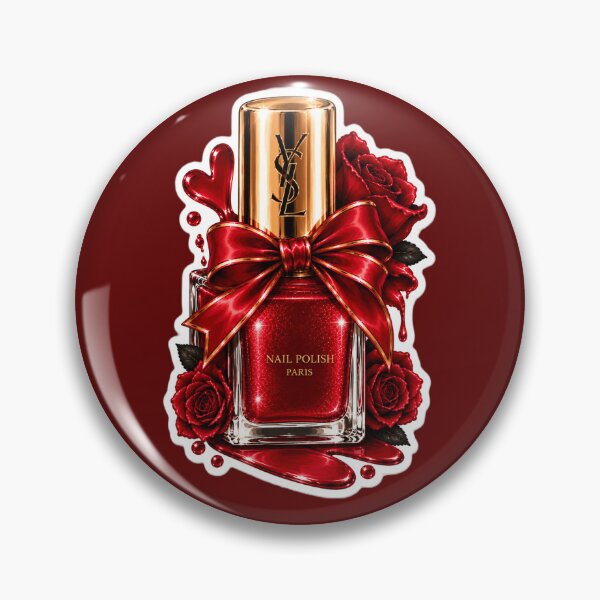 Item preview, Luxury Red Nail Polish Aesthetic – Glamorous Gold & Satin Bow Beauty Sticker designed and sold by AstraDrip Studio.