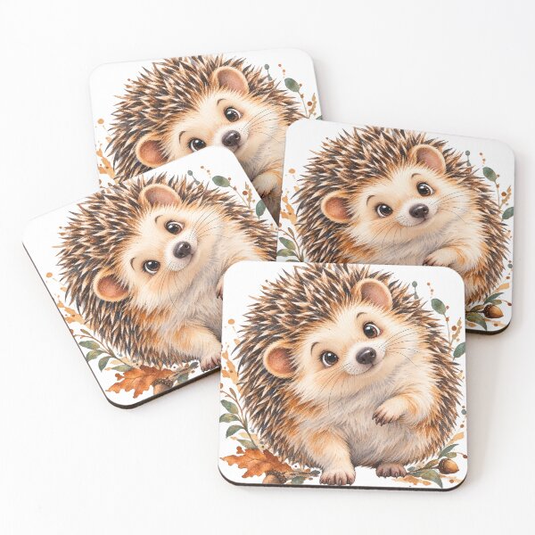 Item preview, Curious Watercolor Hedgehog in Autumn designed and sold by KateVil.