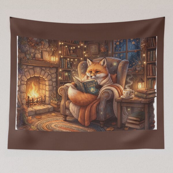 Item preview, Cozy Reading Fox Sticker | Cute Book Lover Fox | Cottagecore Fantasy Animal Art designed and sold by SebastianSpace.