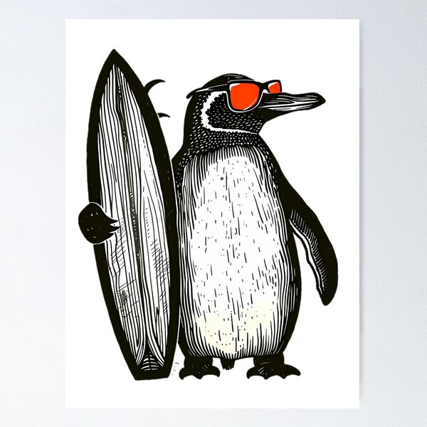 Item preview, Cool Surfing Penguin designed and sold by Structure-Blue.