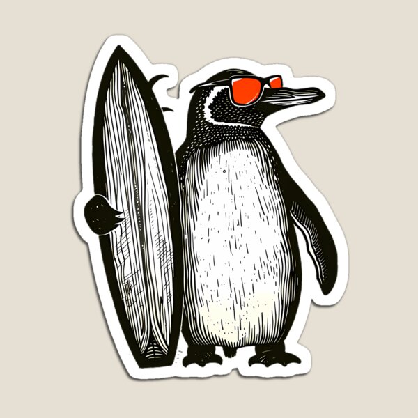 Aperçu de l'œuvre Pingouin surfeur cool créée et vendue par Structure-Blue.
