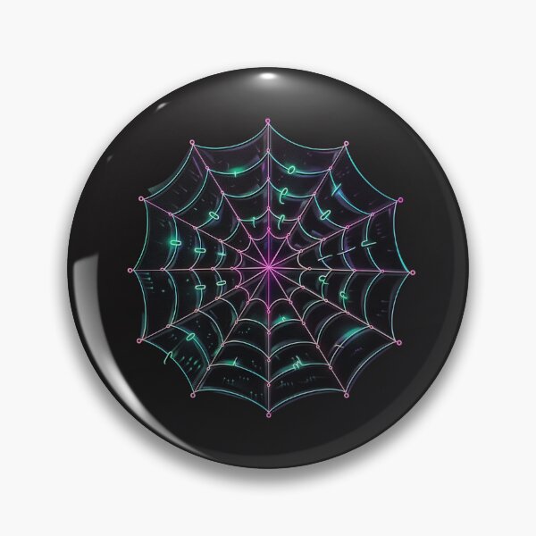 Item preview, a glowing neon spiderweb, symbolizing the interconnection of data designed and sold by RetroWaveArtCo.