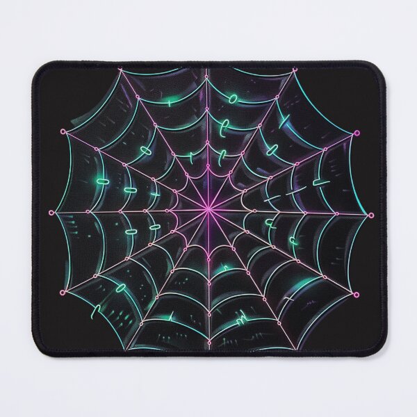 Item preview, a glowing neon spiderweb, symbolizing the interconnection of data designed and sold by RetroWaveArtCo.