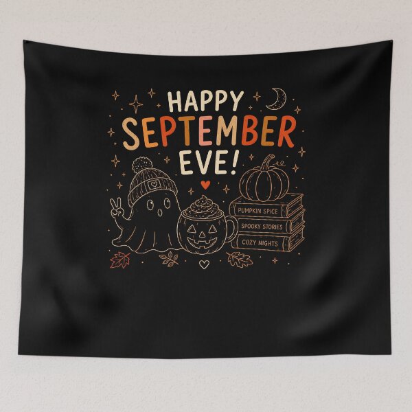 Item preview, Happy September Eve Ghost Pumpkin Spice Cozy Nights Autumn Halloween designed and sold by MarlaMaloneShop.