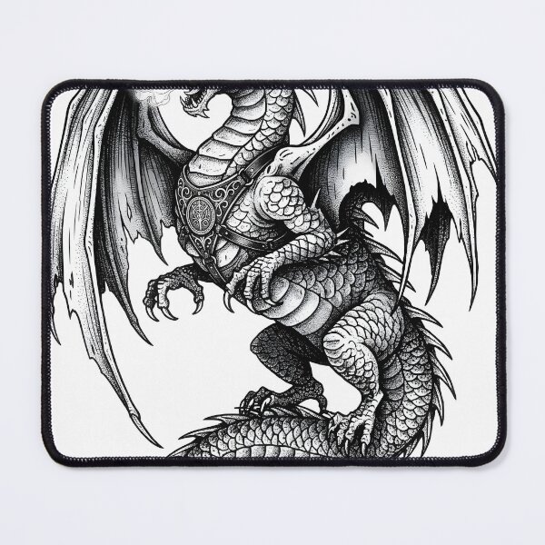 Item preview, Armored Guardian Dragon - Ornate Ink Illustration Art designed and sold by DragonSerpent Ink.