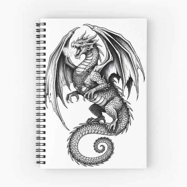 Item preview, Armored Guardian Dragon - Ornate Ink Illustration Art designed and sold by DragonSerpent Ink.